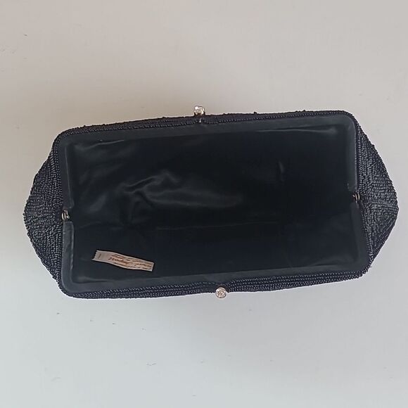 Sarne Imports Handmade in Japan ITALIAN Black Glass Beads Clutch Purse Evening - Picture 10 of 13